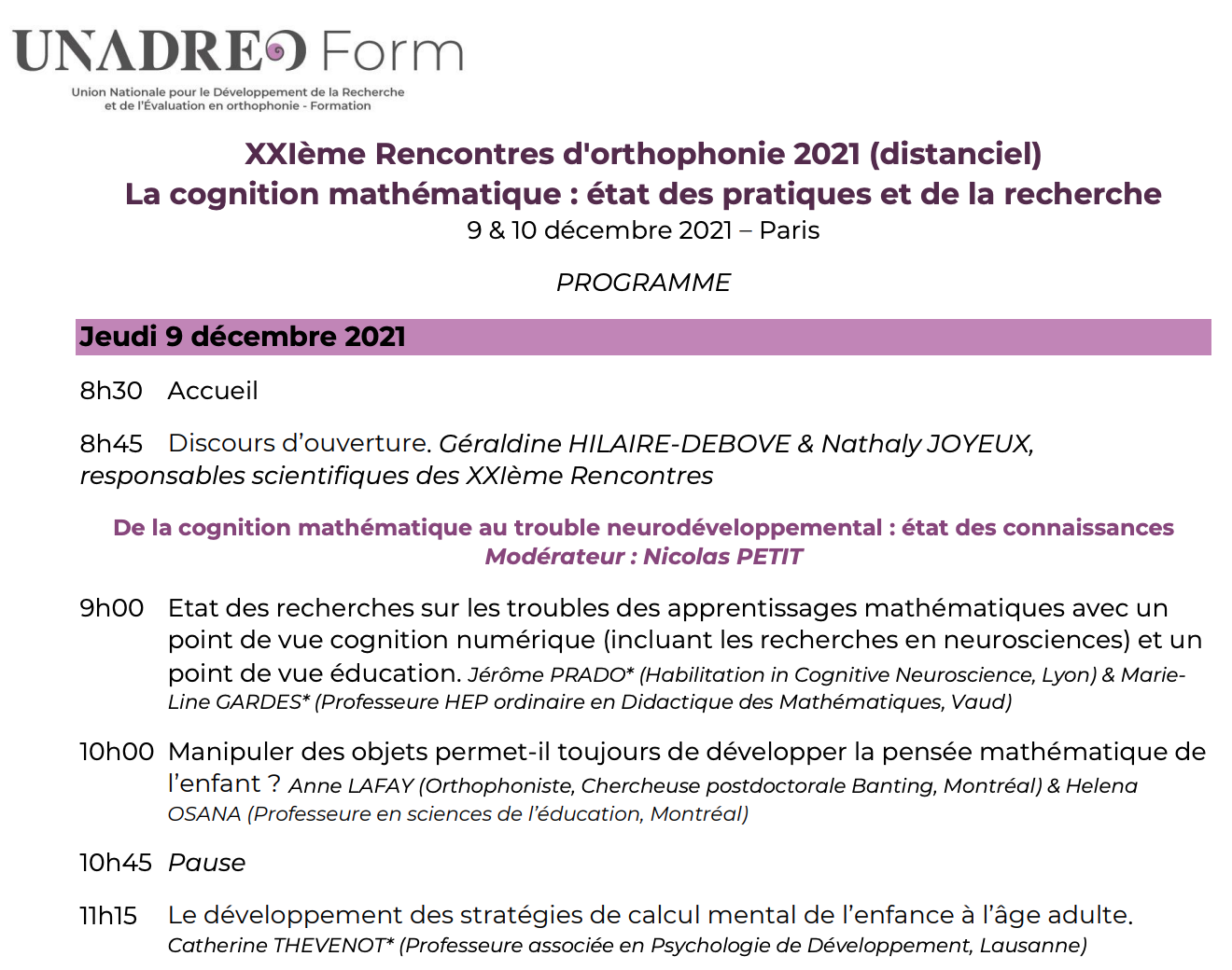 programme rencontres d