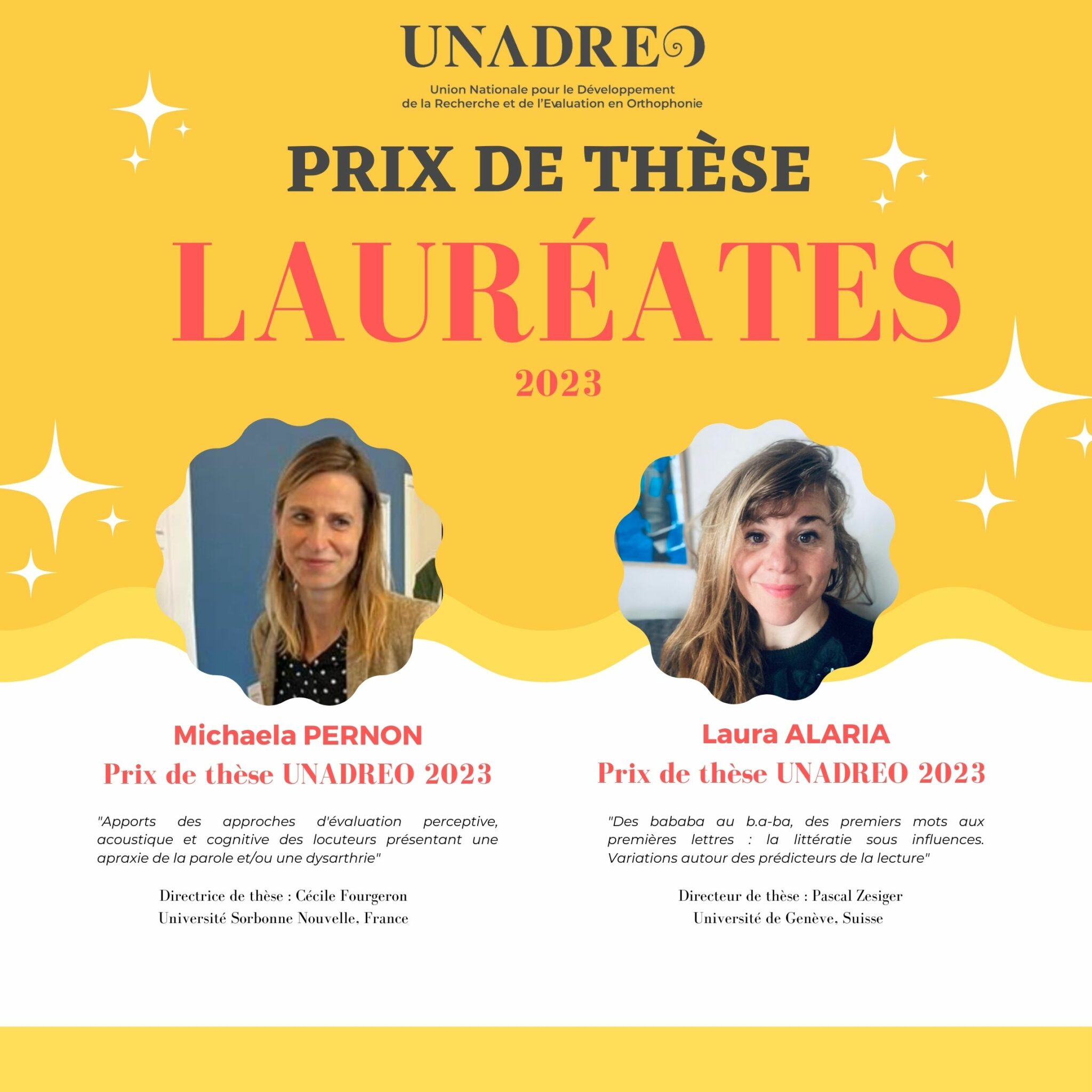 Lauréates Prix de thèse 2023 - unadreo